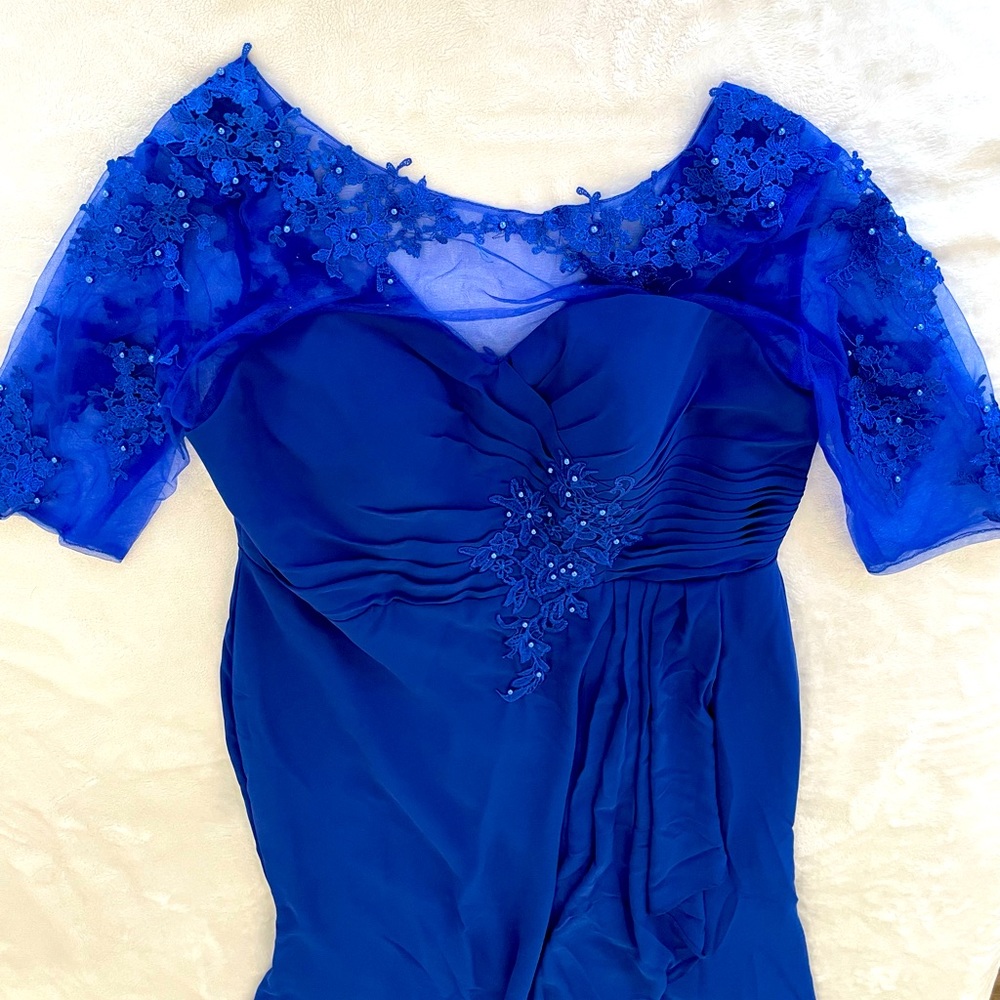 Royal blue maxi mother of bride dress. Brand new. Never worn. Size 16
